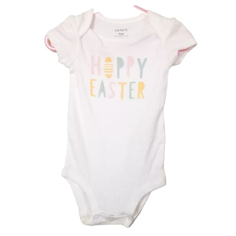 Carter's One Pc Unisex 6 month White Happy Easter Spring NWOT - Picture 1 of 2